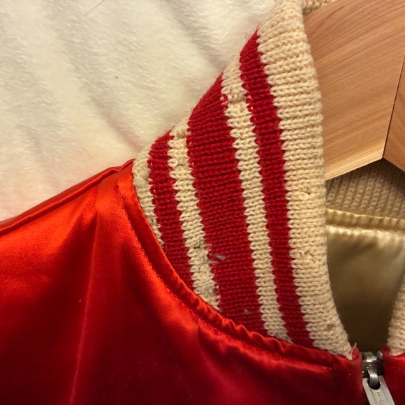 Vintage Ice Capades skater’s red + cream reversible satin bomber jacket - small - Picture 6 of 15